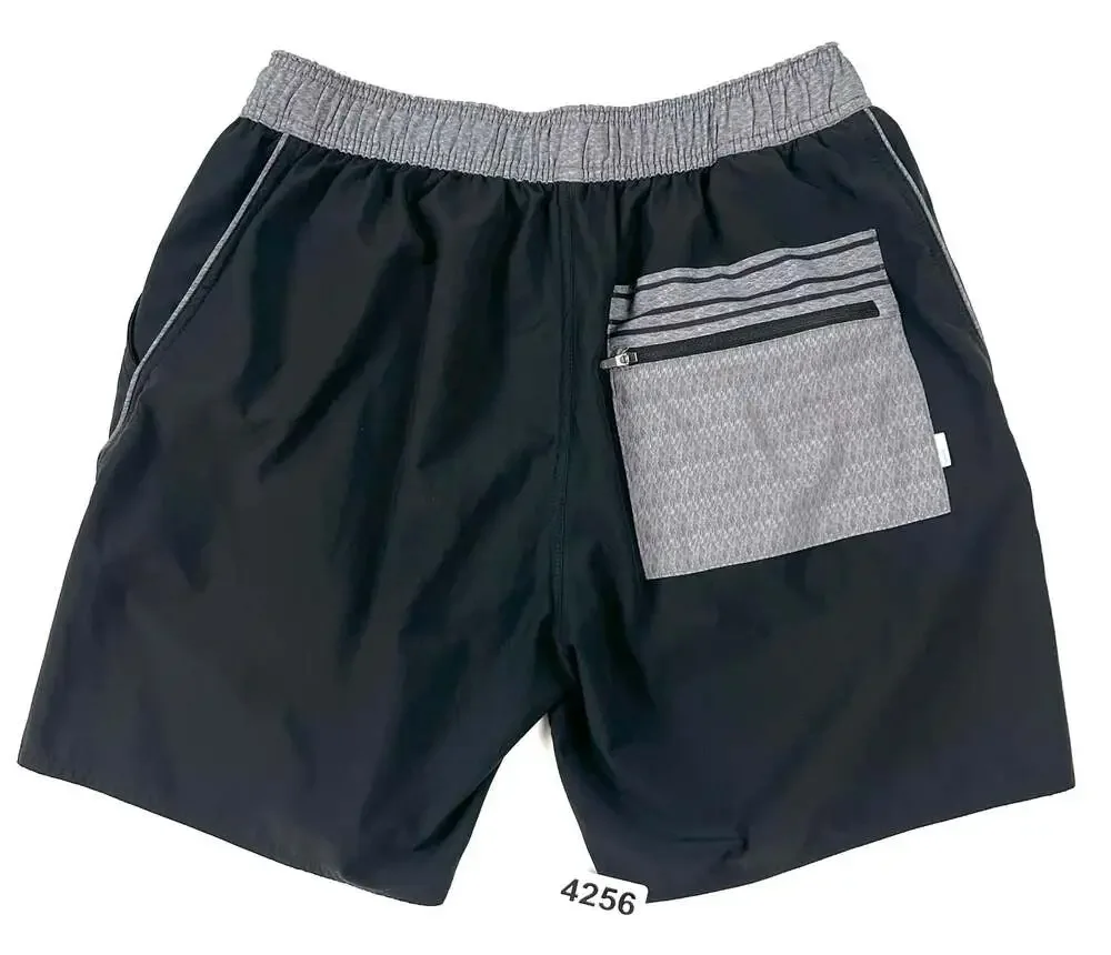 Vuori Men's Black Athletic Performance Shorts with Grey Contrast Waistband and B
